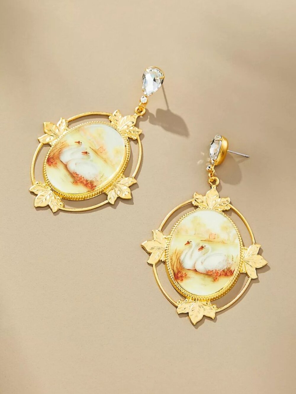Anthropologie The Pink Reef Vintage Cameo Earrings